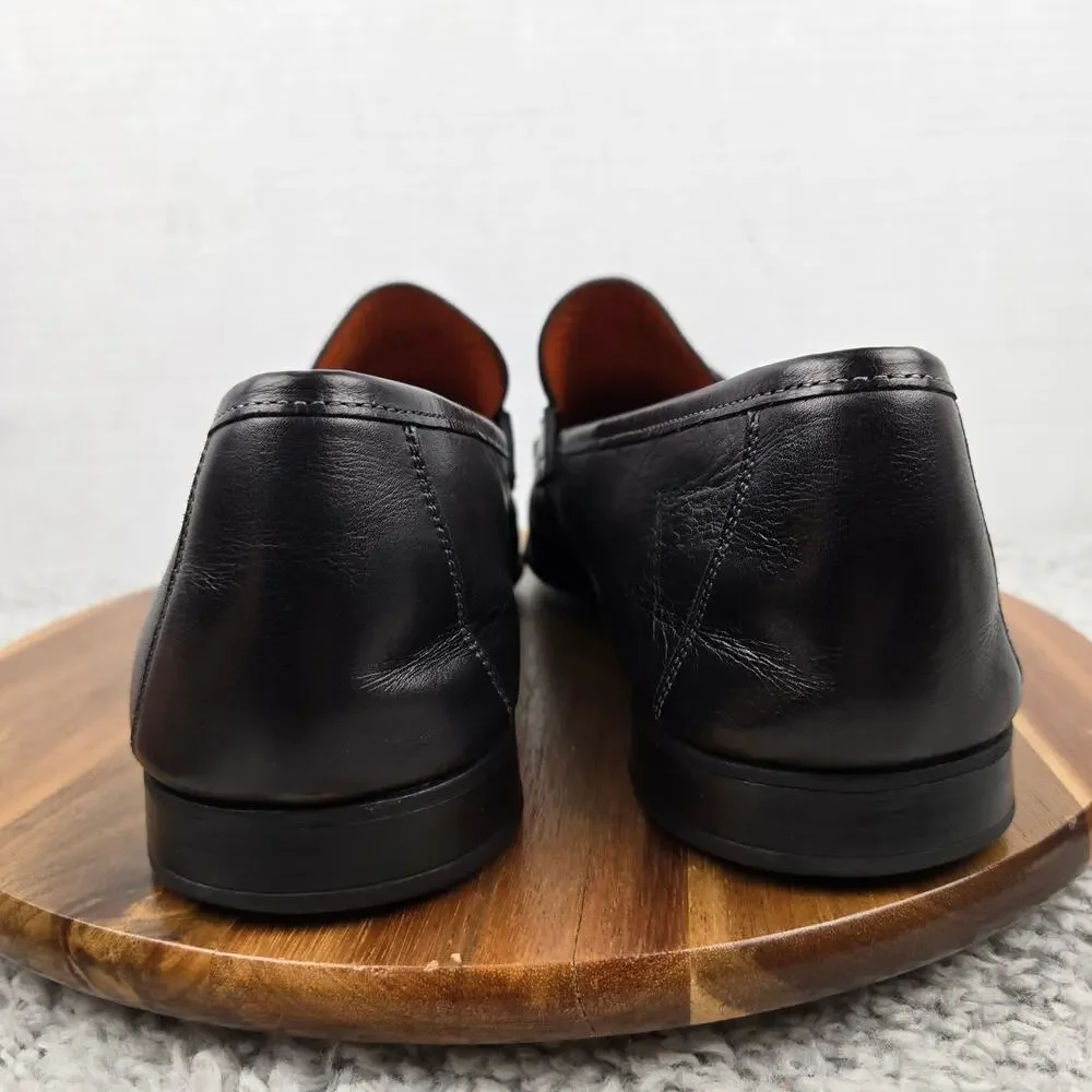 Magnanni Men 13M Black Leather Side Bit Apron Toe Business Casual Loafer Dress